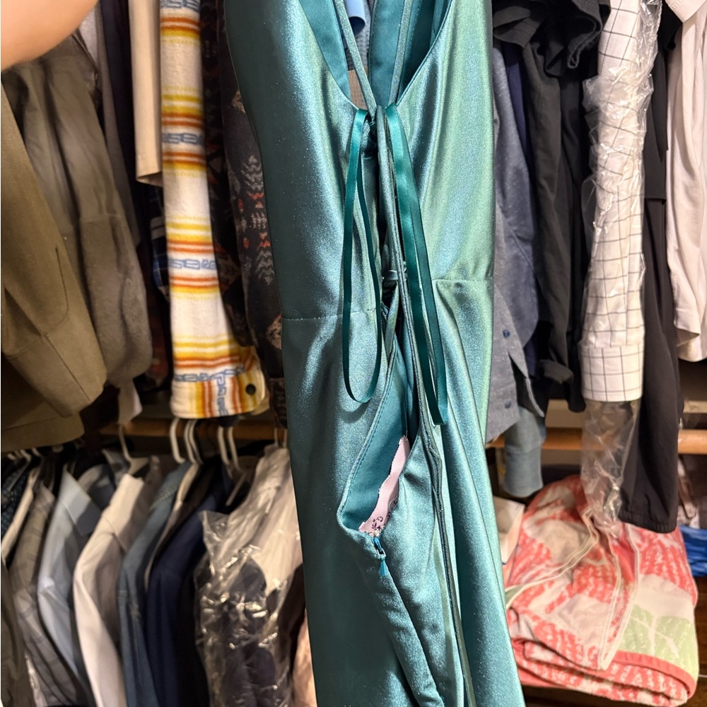 Elegant Teal Satin Dress